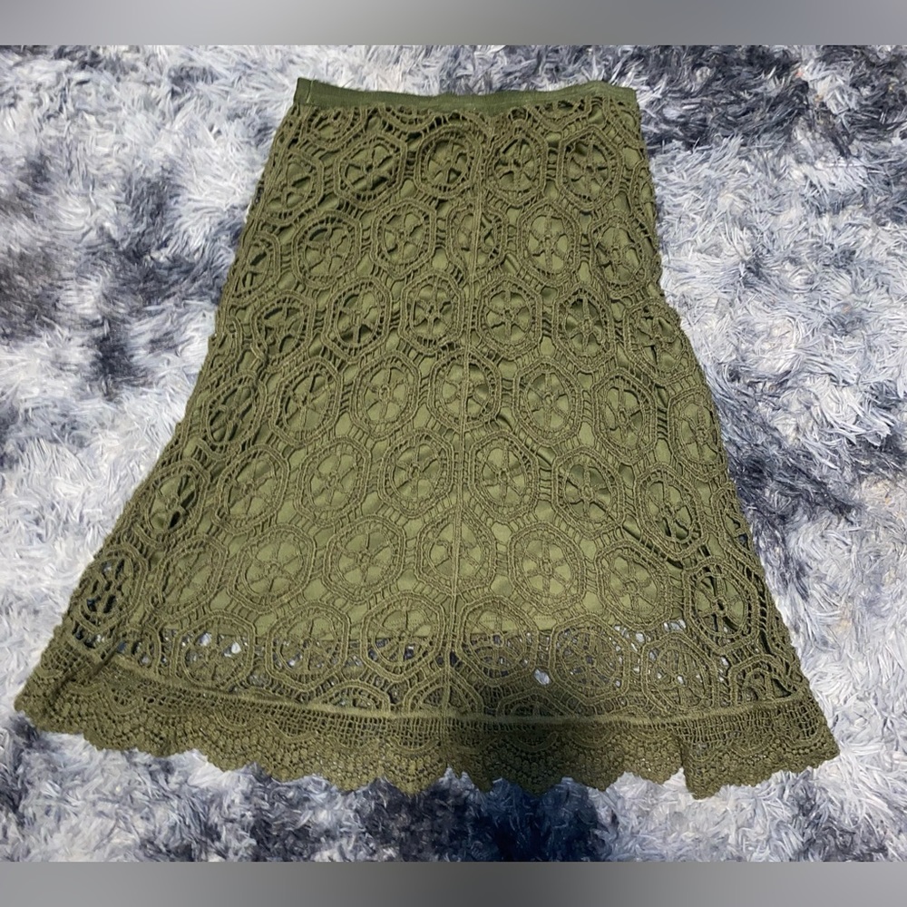 Passport Olive Green Crochet Skirt Size small